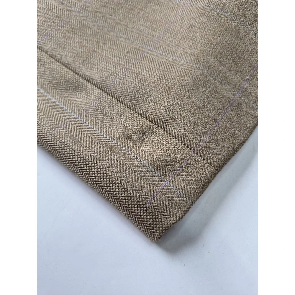 Joseph & Feiss Mens Wool Sports Coat 40R Beige Herringbone 2 Button H602
